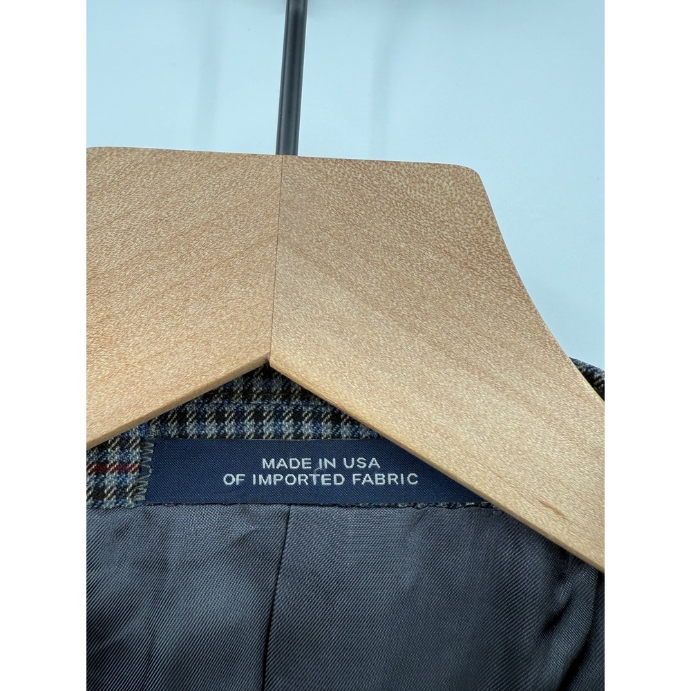 Joseph Abboud Sport Coat Mens 44L Blue‎ Gray Check Wool Blazer Jacket Made USA - Picture 6 of 11
